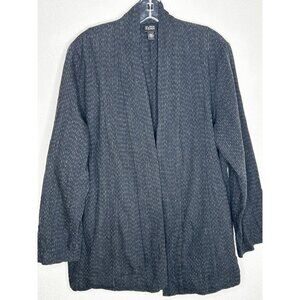 Eileen Fisher Jacket Womens Large Gray Open Front Wool Blend Cardigan Sweater